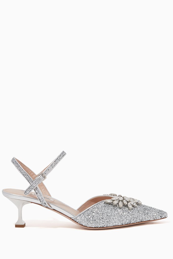 

Brooch Glitter Pumps, Silver