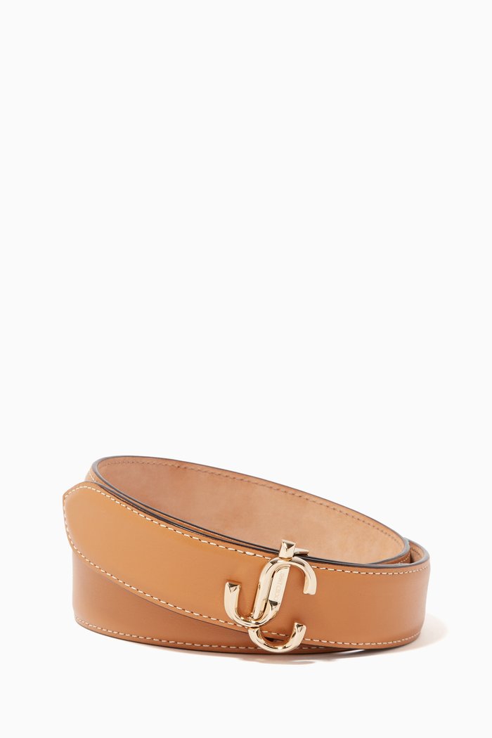 

Felisa JC Monogram Leather Belt, Brown