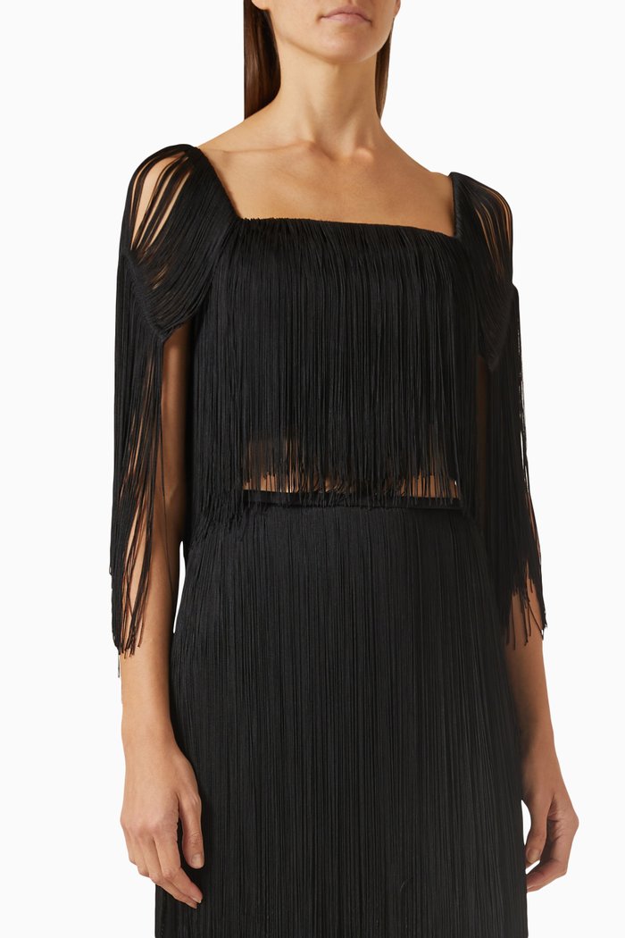 

Delta Fringed Cropped Top, Black