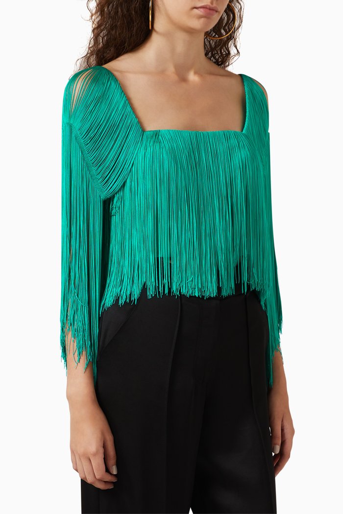 

Delta Fringed Cropped Top, Green