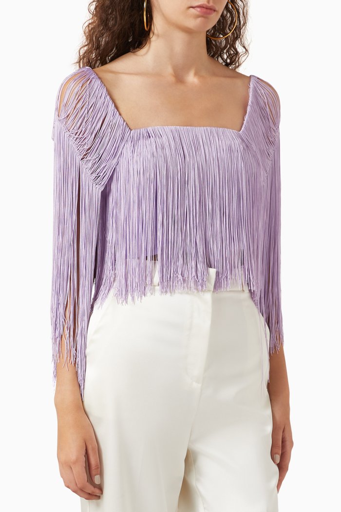 

Delta Fringed Cropped Top, Purple