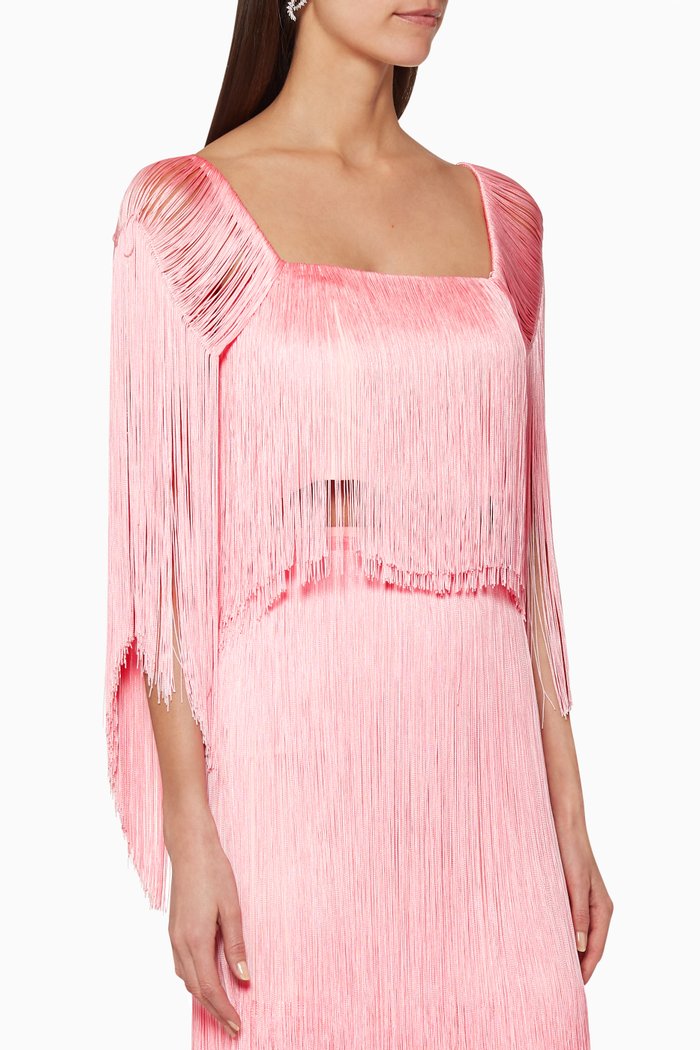 

Delta Fringed Cropped Top, Pink