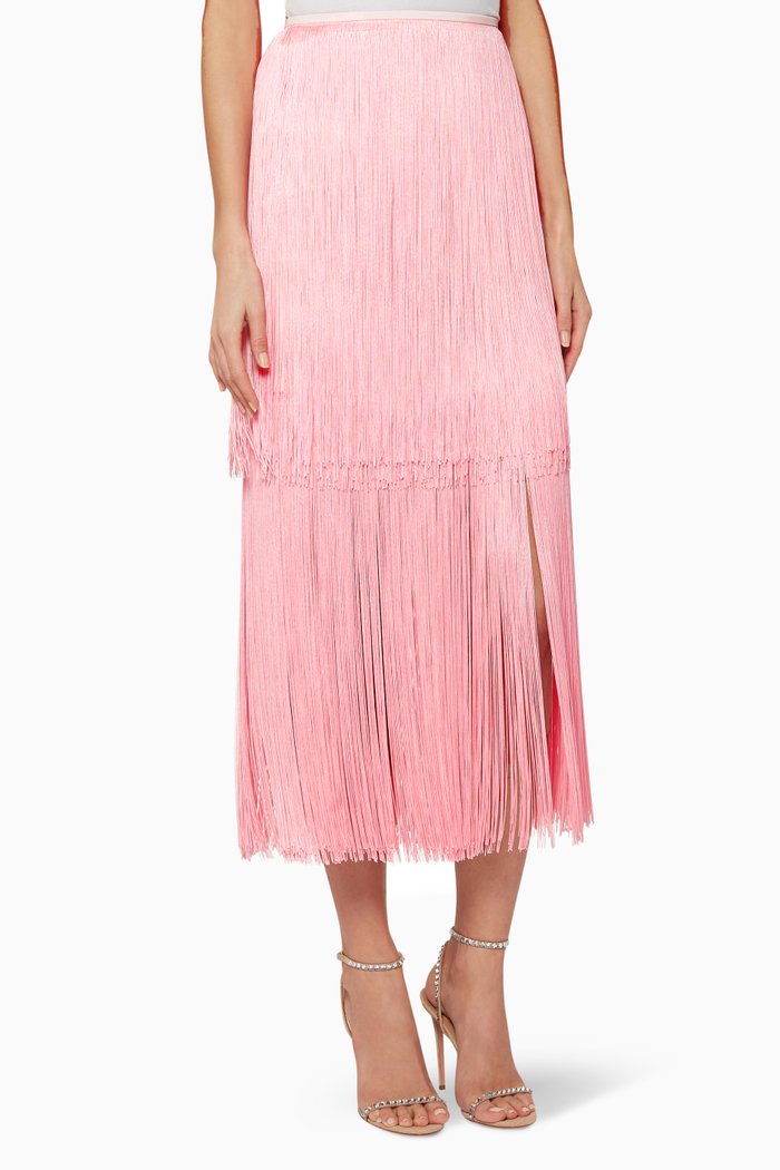 

Sol Fringed Midi Skirt, Pink