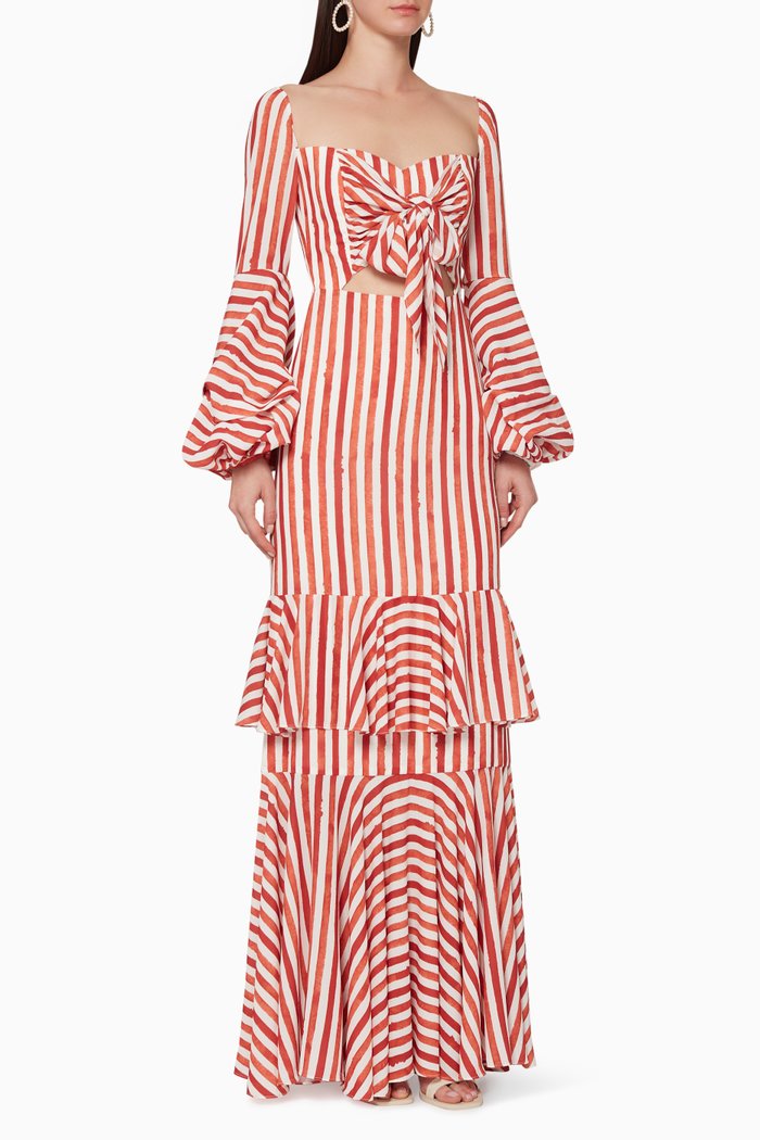 

Nudos Striped Cotton Dress, Red