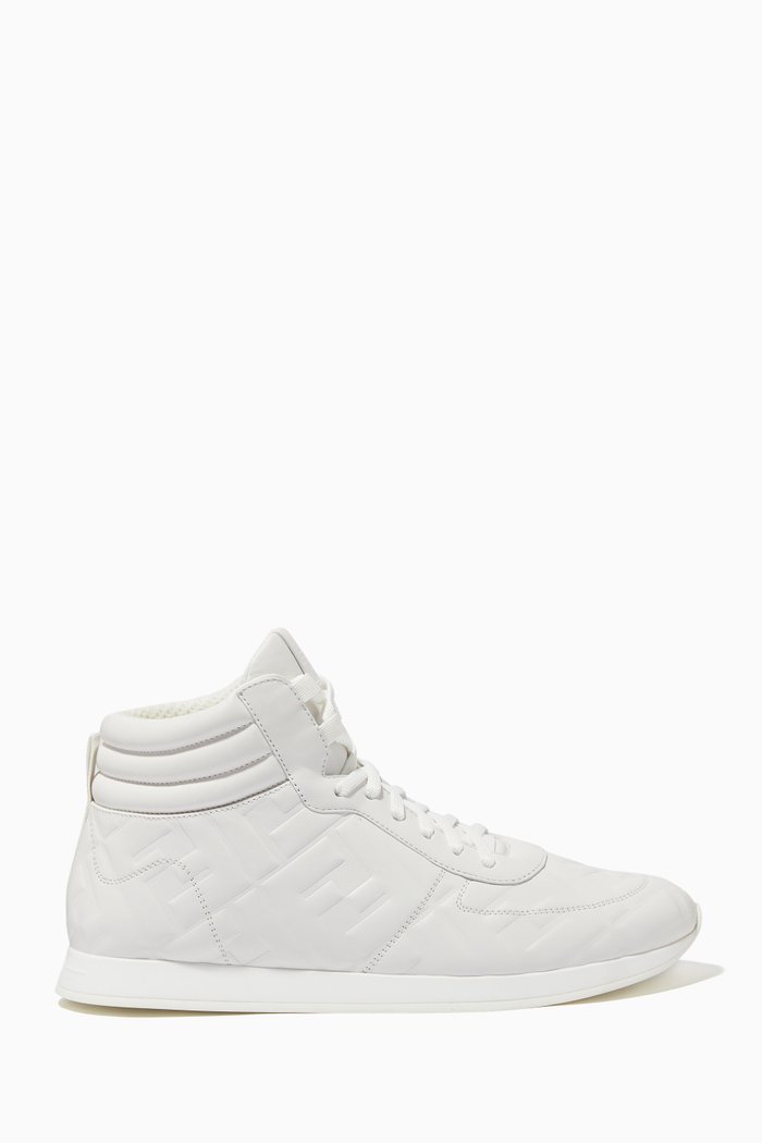 

FF Quilted Nappa Leather Sneakers, White