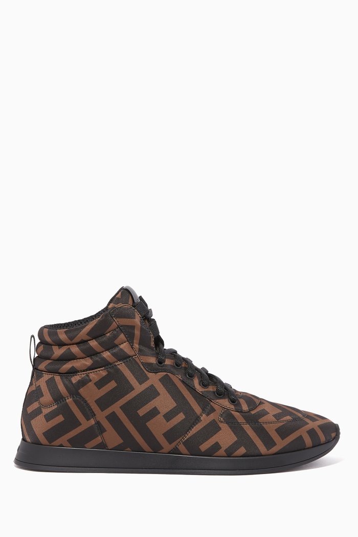 

FF Quilted Nylon Sneakers, Brown