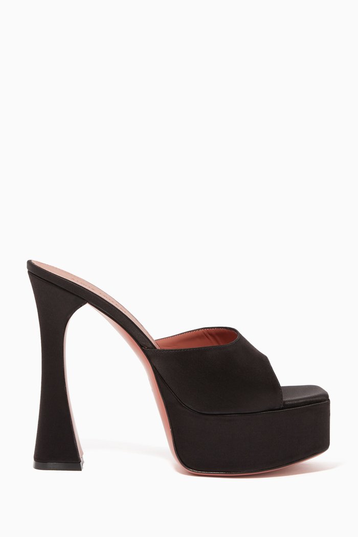 

Dalida Satin Platform Mules, Black