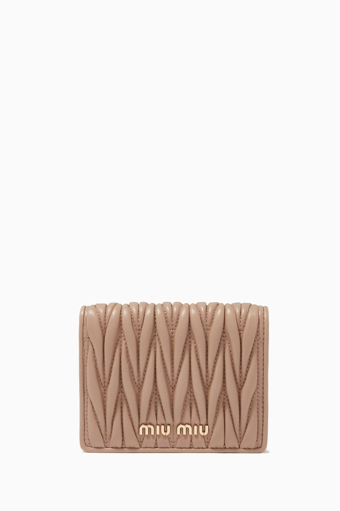 

Matelassé Nappa Leather Square Wallet, Pink