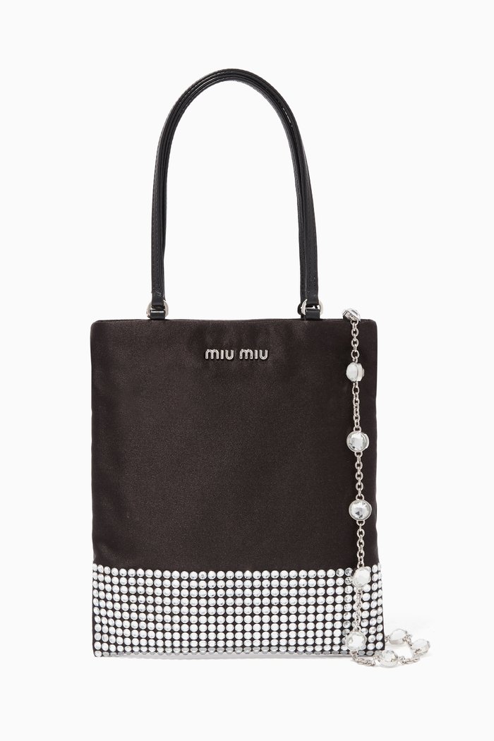 

Starlight Satin Mini Tote Bag, Black