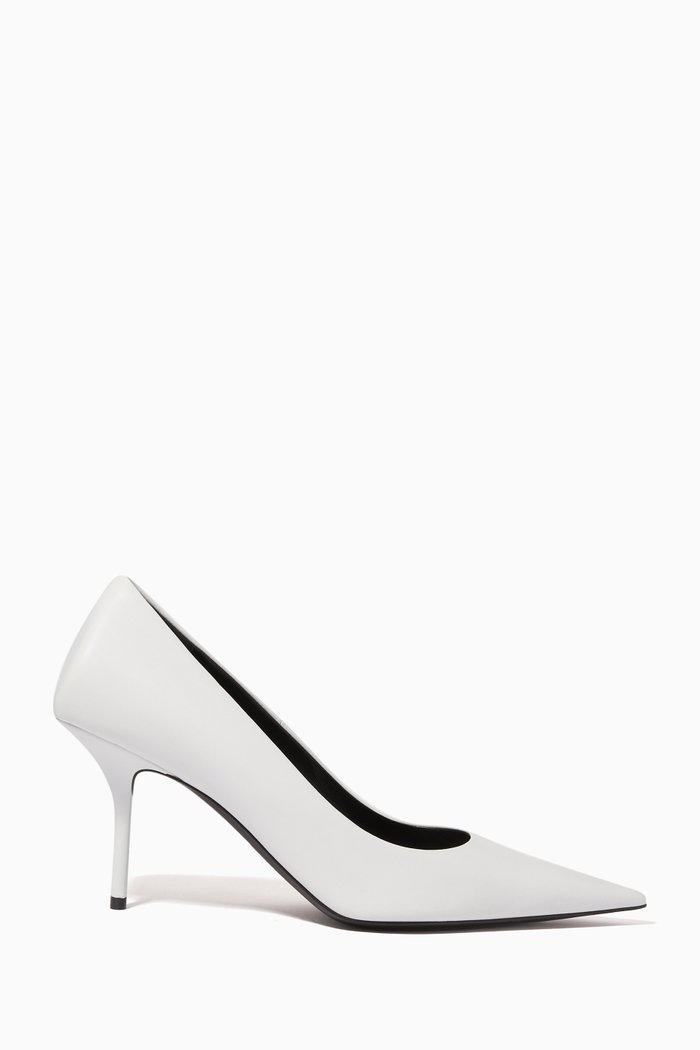

Square Knife Nappa Leather Pumps, White