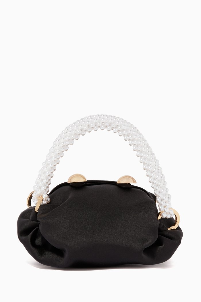 

Tiny Nino Satin Tote Bag, Black