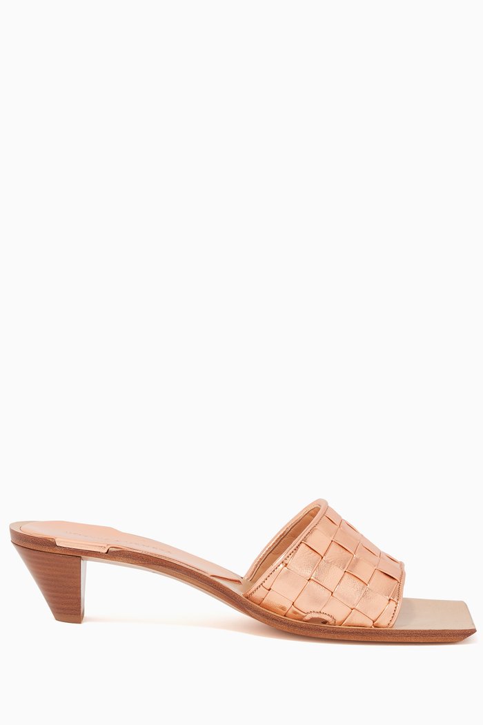

Ravello Intrecciato Metallic Leather Mules, Gold