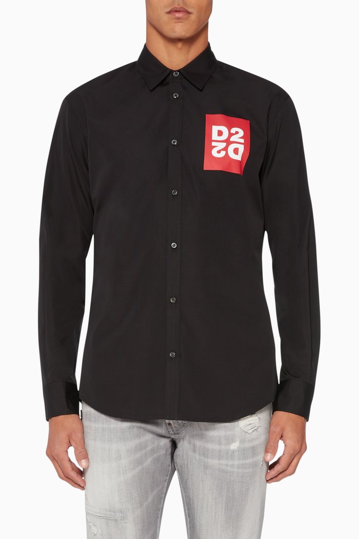 

Logo Print Long-Sleeved Shirt, Black