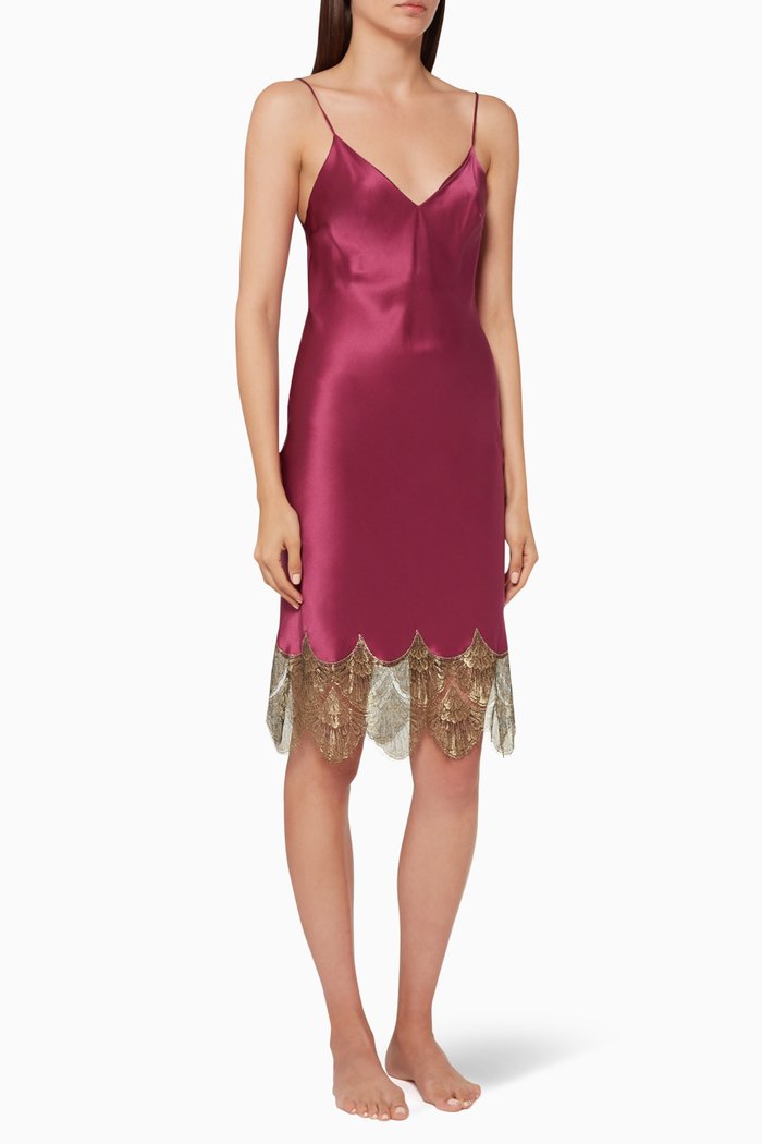 

Bloomsbury Silk & Lace Slip, Red