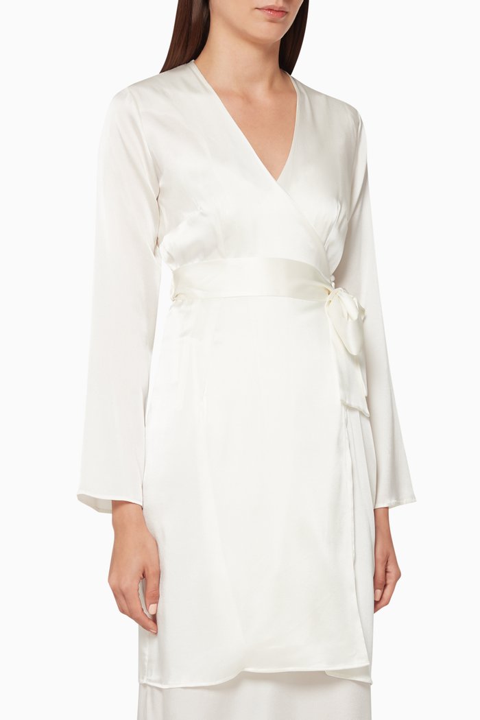 Gilda Silk Wrap Robe, White