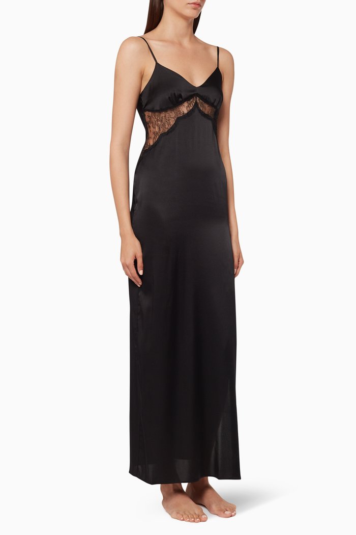 

Gilda Long Slip Dress, Black