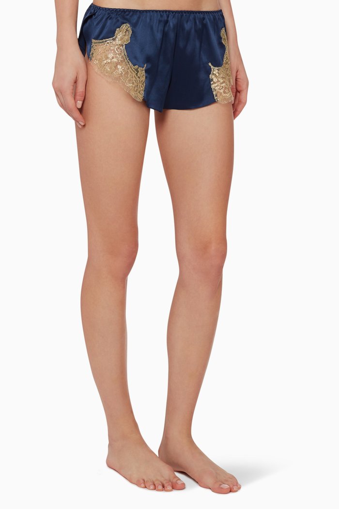 

Gina Silk & Lace Tap Pants, Blue