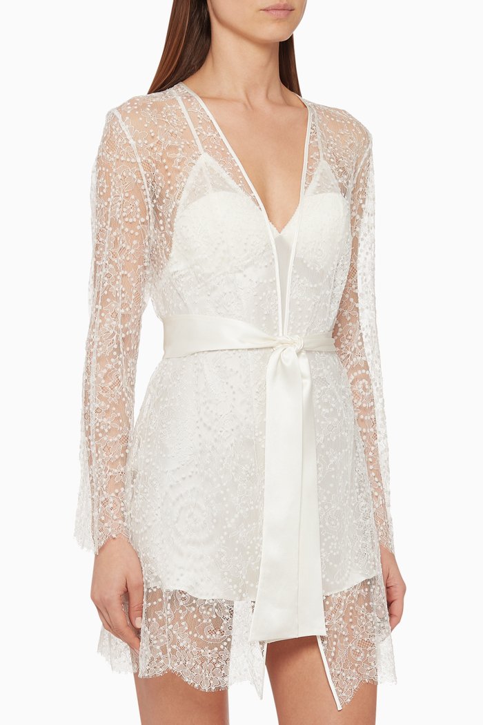 

Evelyn Lace Kimono Robe, White