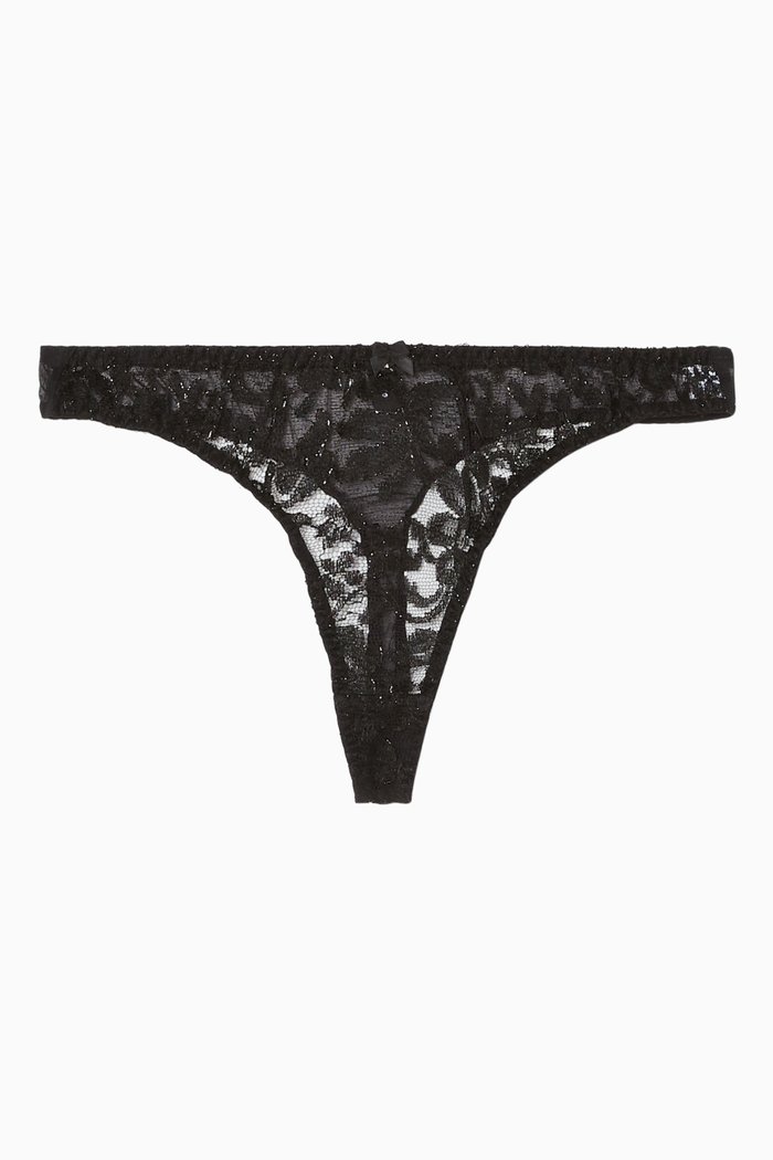 

Knightsbridge Silk & Lace Thong Briefs, Black