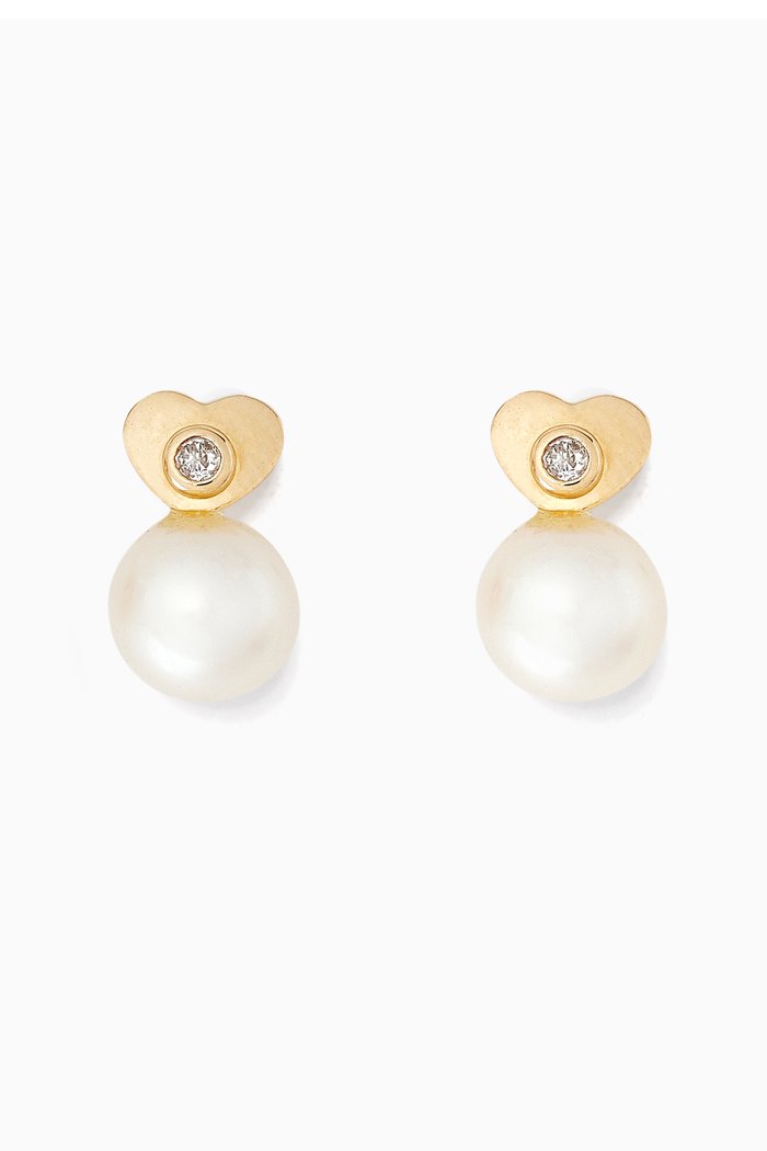

Heart Pearl Diamond Earrings, Yellow
