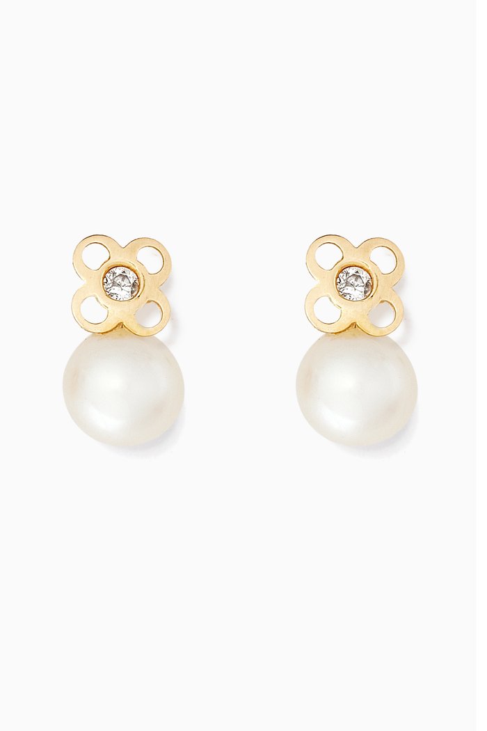 

Floral Pearl Diamond Earrings, Yellow