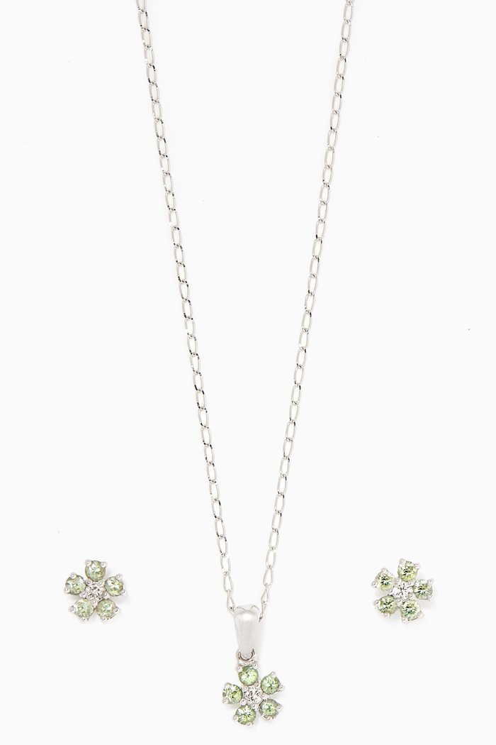 

Floral Sapphire & Diamond Set, White