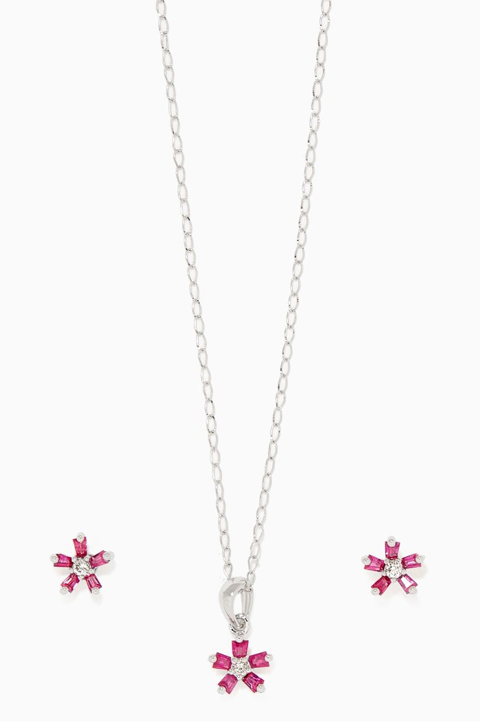 

Floral Ruby & Diamond Set, White