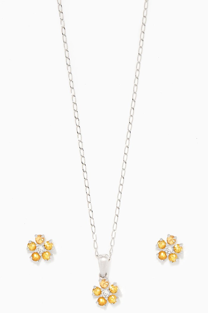 Floral Sapphire & Diamond Set, White