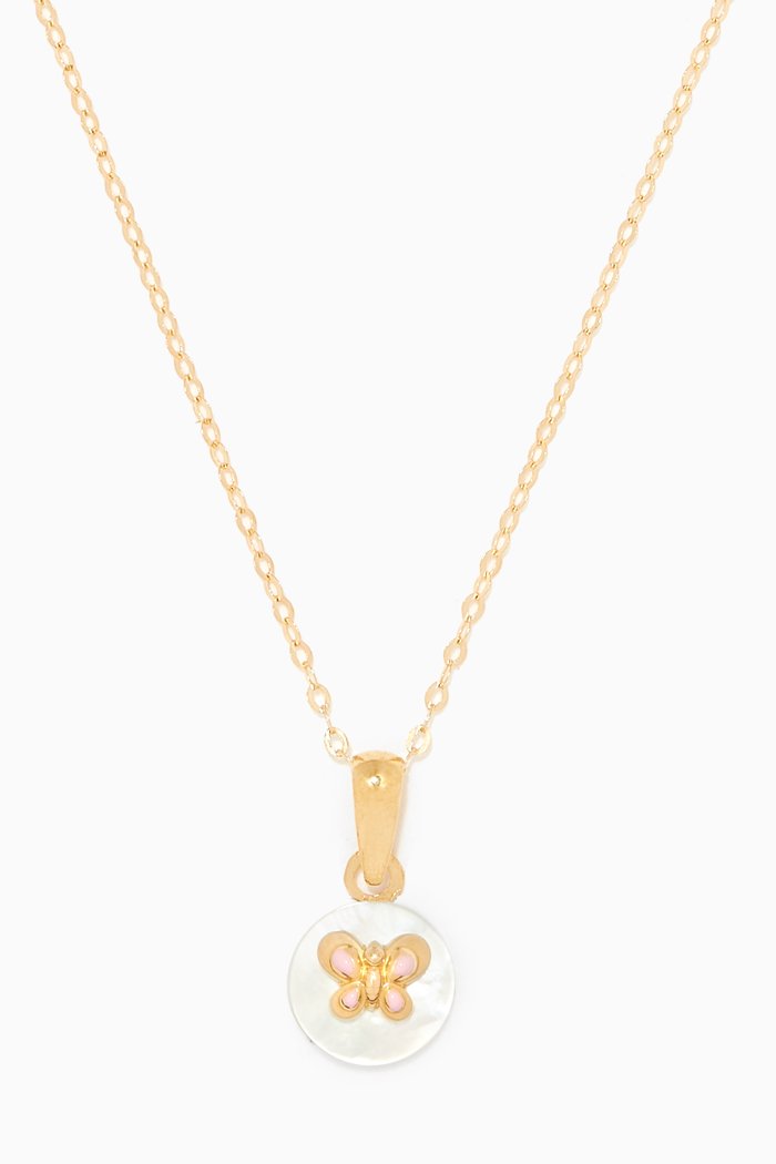 

Butterfly Round Pendant Necklace in 18kt Yellow Gold