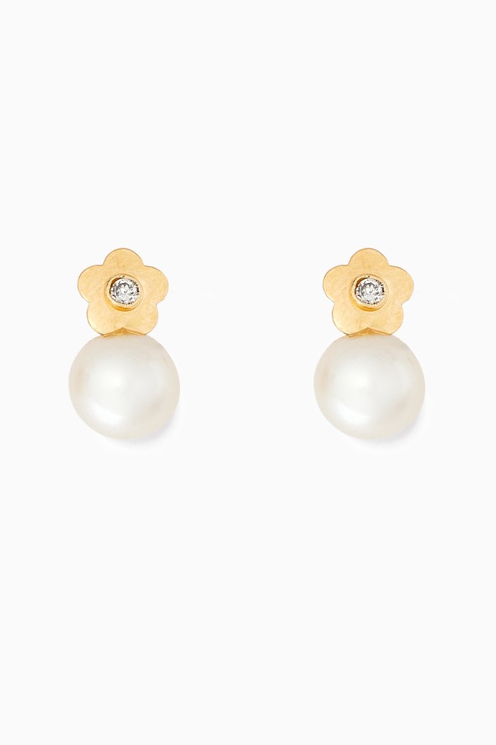 

Flower Pearl Diamond Earrings, Yellow