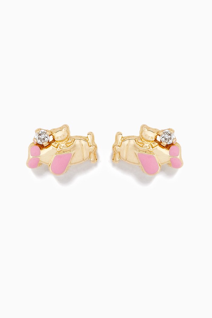 

Teddy Biplane Diamond Stud Earrings, Yellow