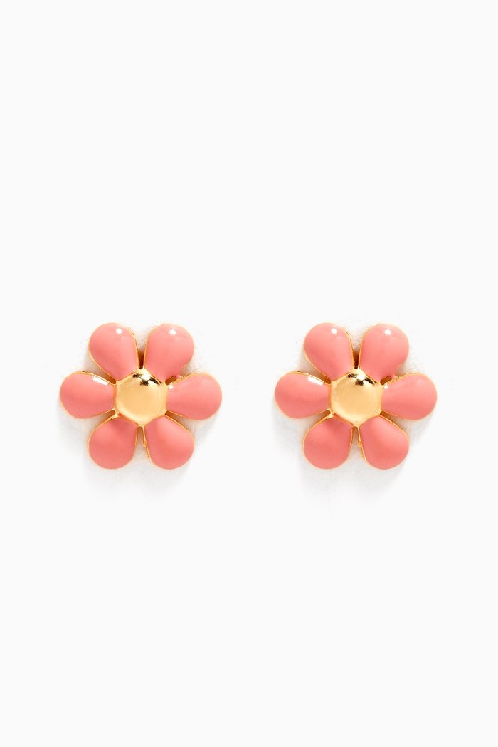 

Enameled Flower Stud Earrings in 18kt Yellow Gold