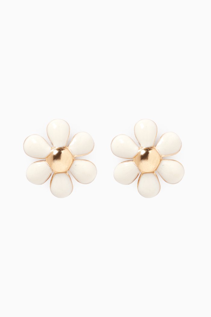 

Enameled Flower Stud Earrings, Yellow