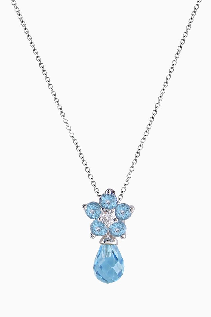 

Roses Blue Sapphire Pendant with Diamond in 18kt White Gold