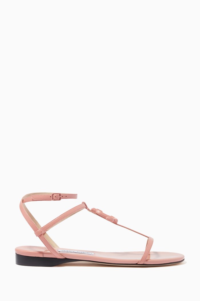 

Alodie Flat Sandals in Nappa & Patent Leather, Pink