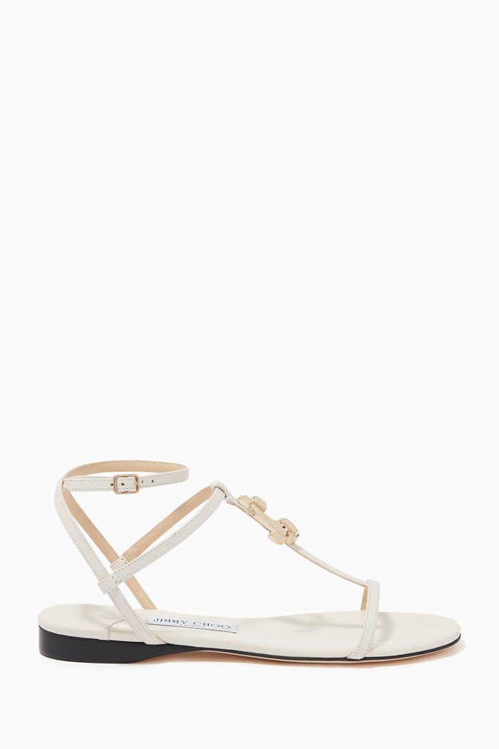 

Alodie Nappa & Patent Leather Flat Sandals, Neutral