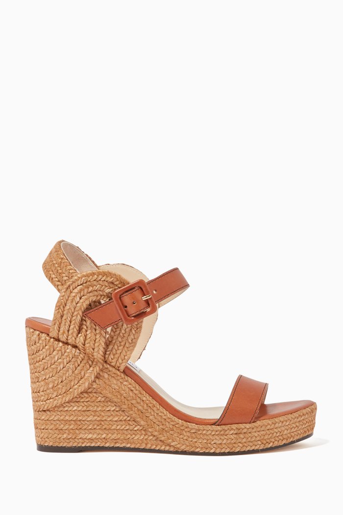 

Delphi 100 Nappa Leather Wedge Sandals, Brown