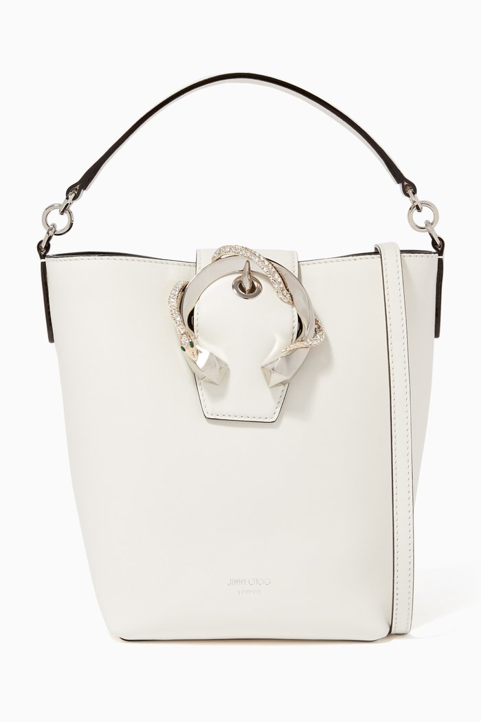 

Madeline Smooth Calf Leather Bucket Bag, Neutral