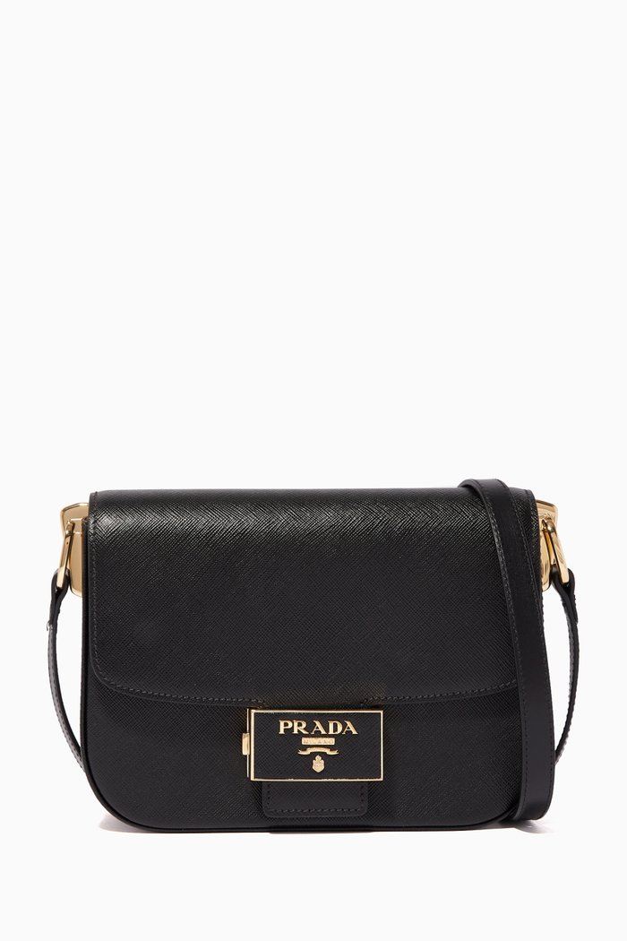 

Ensemble Saffiano Leather Shoulder Bag, Black