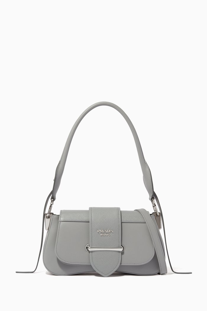 

Sydonie Saffiano Baguette Shoulder Bag, Grey