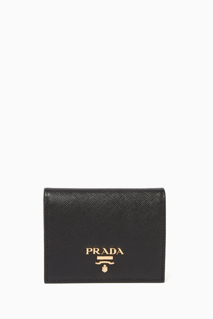 

Small Saffiano Leather Wallet, Black