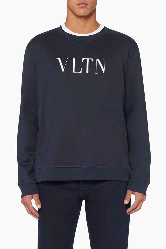 

VLTN Print Crewneck Sweatshirt, Blue