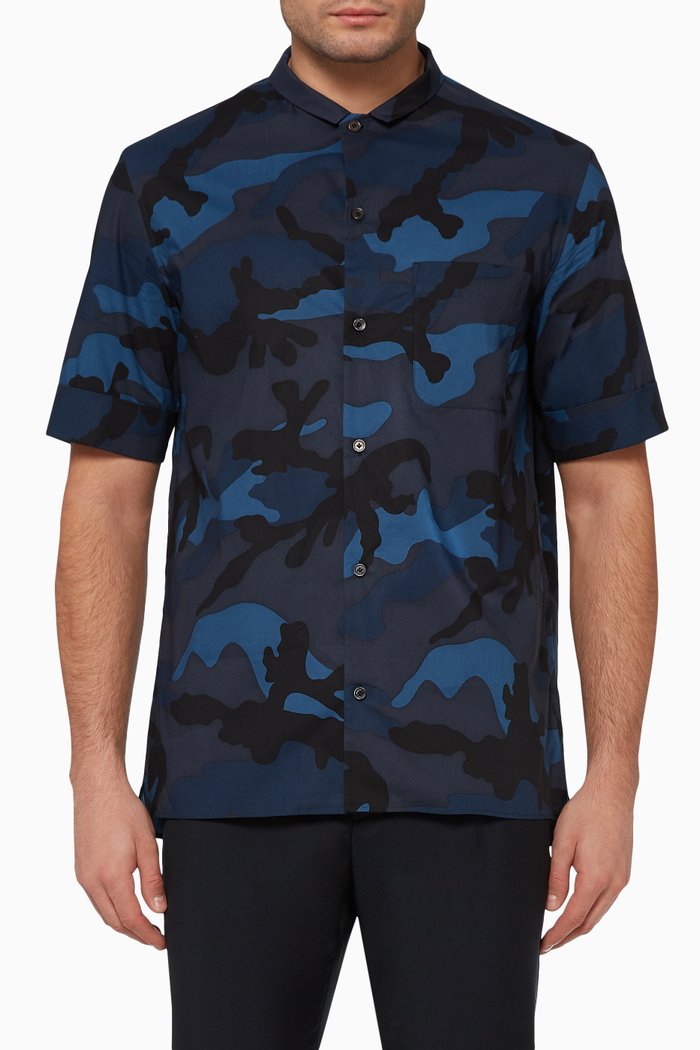 

Camouflage Bowling Shirt, Blue