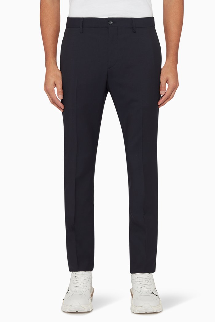 

Striped Mohair Wool Pants, Blue