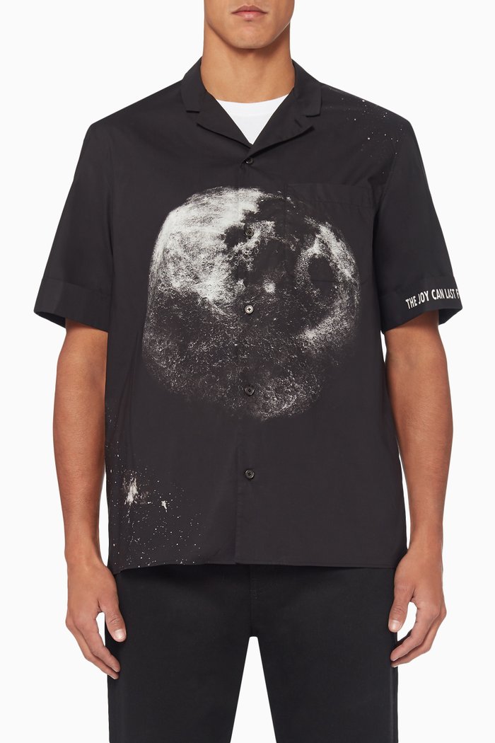 

Moon Dust Print Bowling Shirt, Black