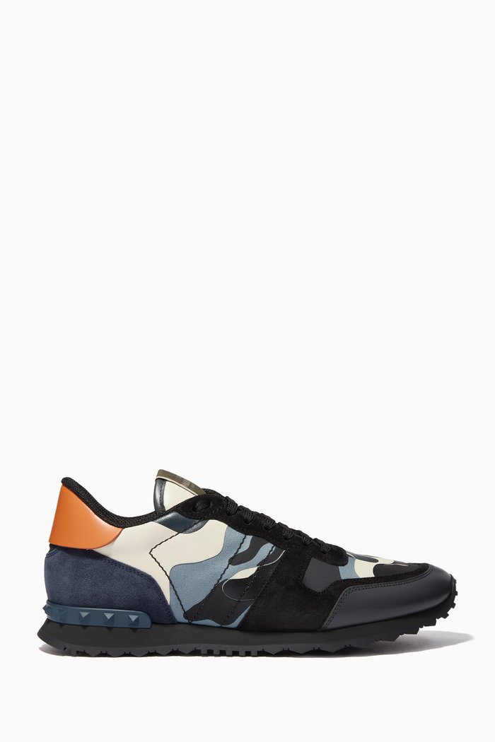 

Valentino Garavani Camouflage Rockrunner Sneakers in Leather, Multicolour