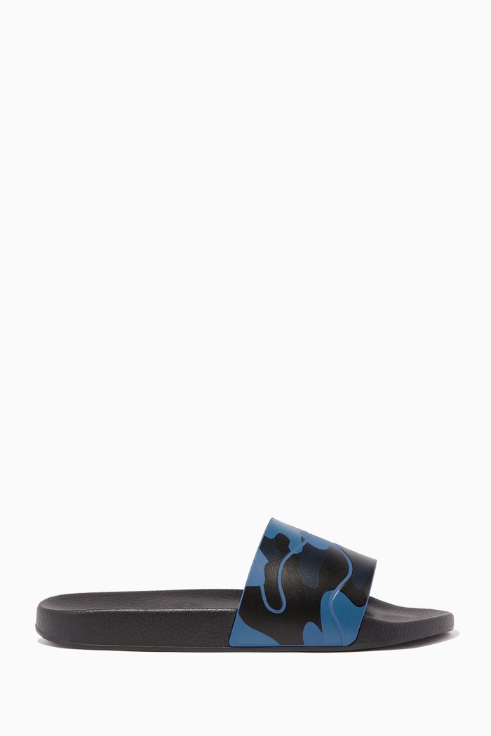 

Valentino Garavani Camouflage Print Slides, Blue