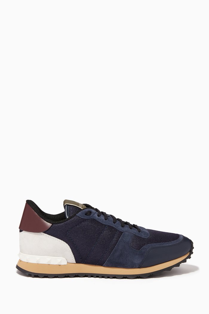

Valentino Garavani Rockrunner Studded Sneakers, Blue