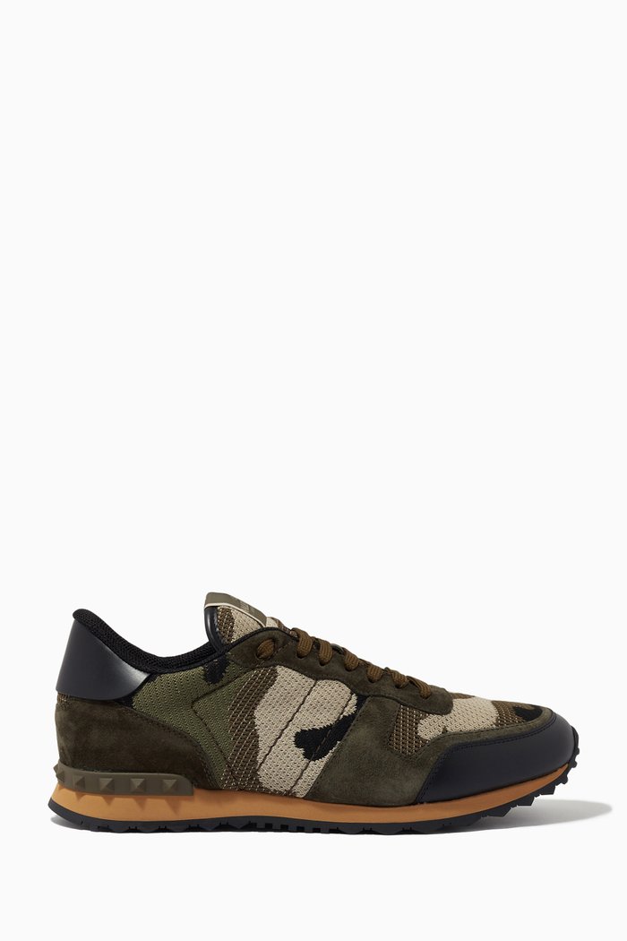 

Valentino Garavani Camouflage Rockrunner Sneakers, Green