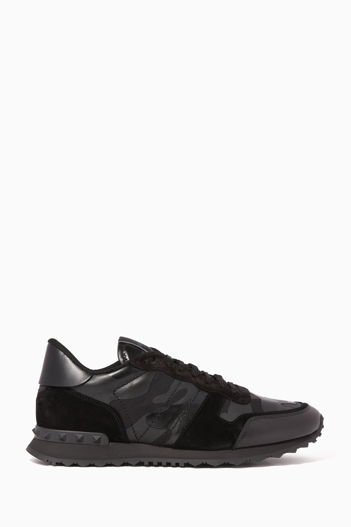 

Valentino Garavani Rockrunner Sneakers in Nappa, Black
